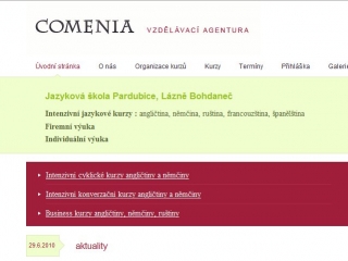 comenia úvodní stránka